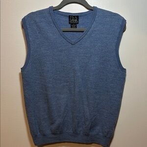 Jos. A. Bank Men's V-Neck Sweater Vest in Light Blue, Size L 100% Merino Wool